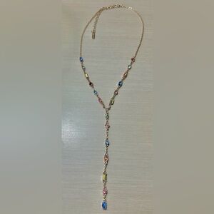 Elegant Multicolor Gemstone Lariat Style Necklace